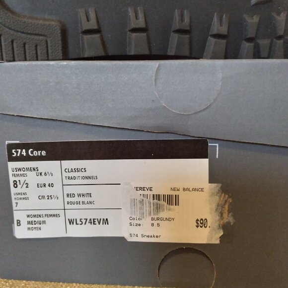 New Balance 574 Core Classic - Women's Sz 8.5 Medium- Burgundy Suede/Mesh - Picture 4 of 9